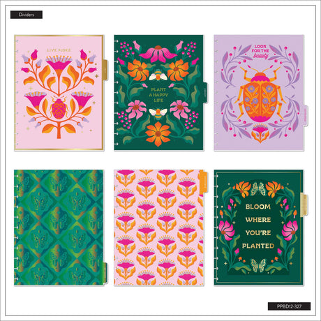 Hive and Bloom Big planner colourful floral dividers with botanical designs