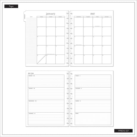 Happy Planner Hive and Bloom January calendar and lined planning pages