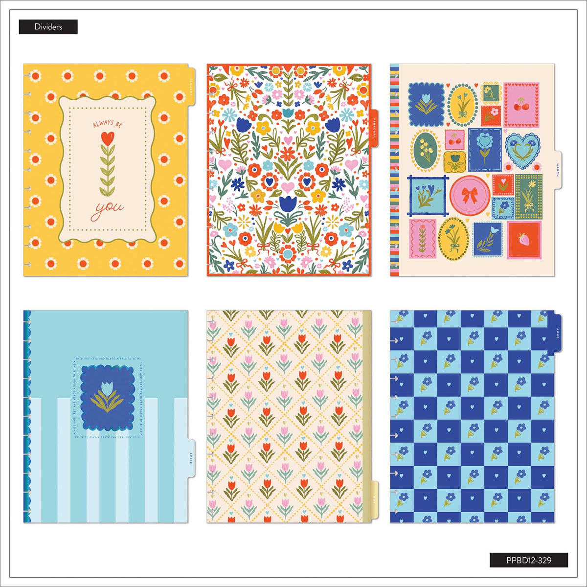 Happy Planner Little Garden monthly dividers with garden motifs and floral designs