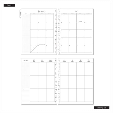 Happy Planner Little Garden calendar spread with roomy daily planning boxes