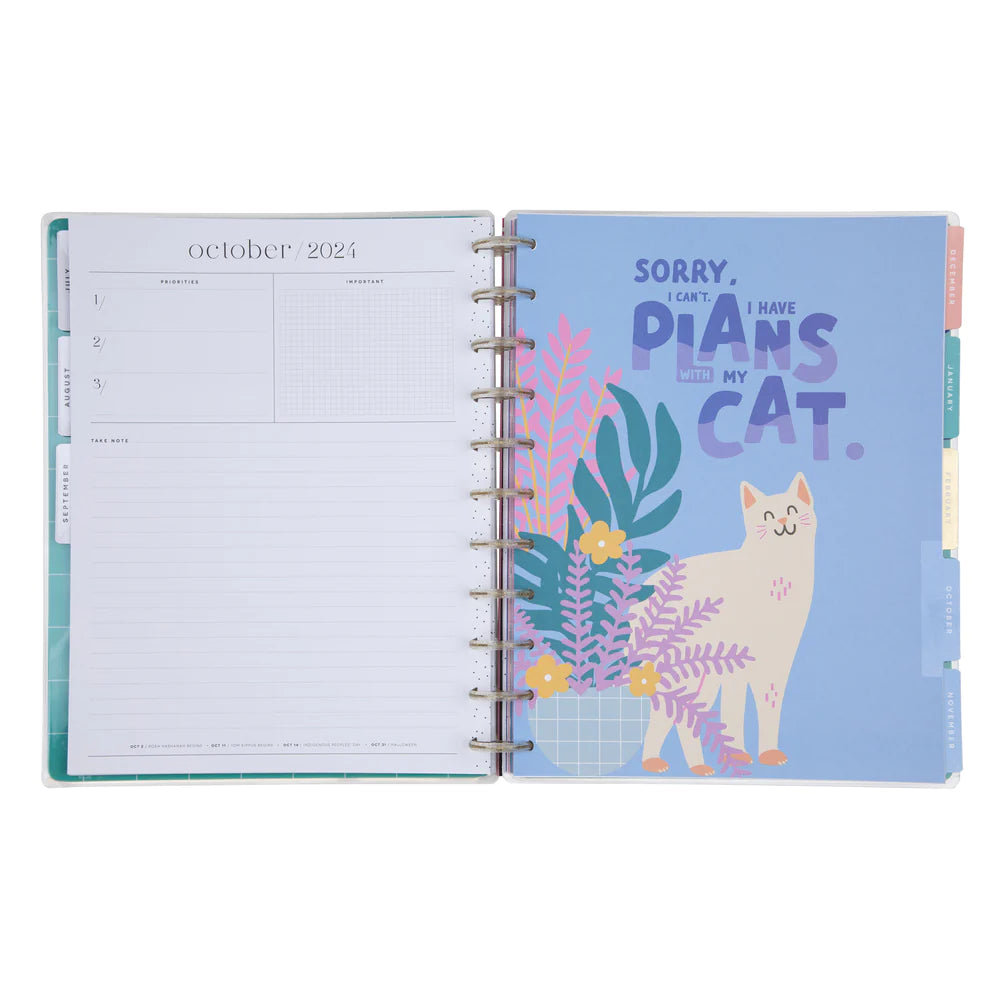 Happy Planner Whimsical Whiskers Big | Lined Vertical 18-Months Dated Jul 2024 Dec 2025