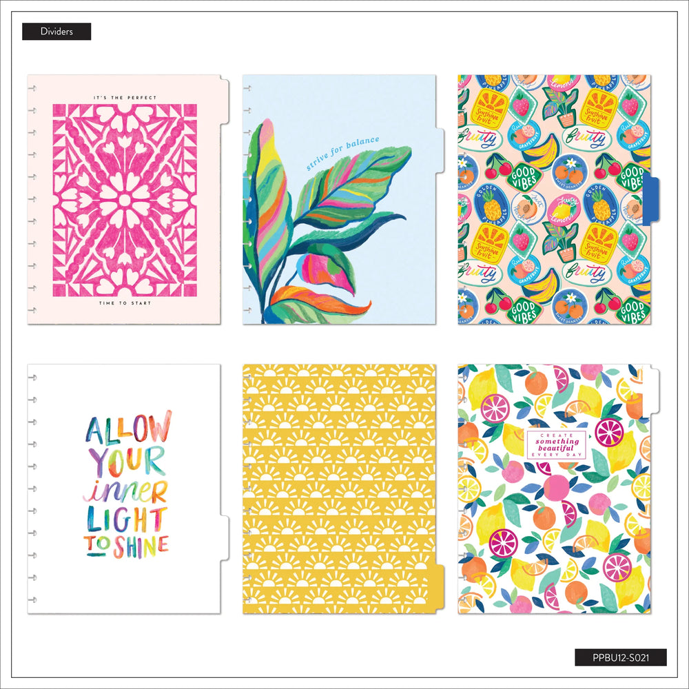 Happy Planner Deluxe Sunshine Splash Big 12-Month Undated Planner - Dashboard