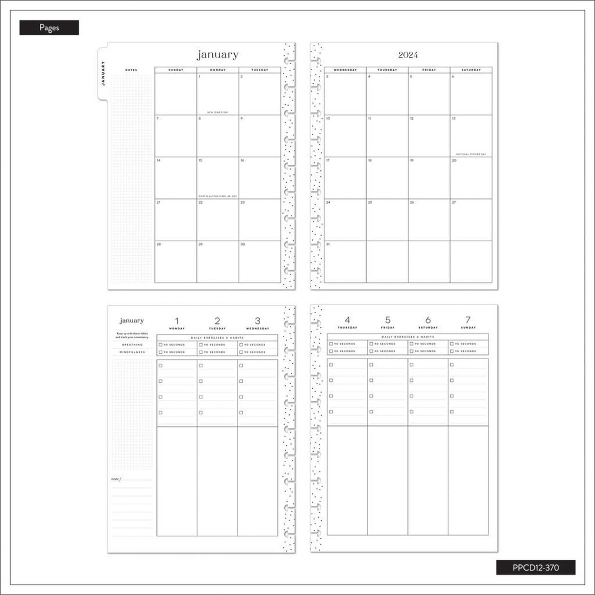 *IMPERFECT* Happy Planner CLASSIC Calm Life - Stress Management 12-Months Dated Jan - Dec 2024