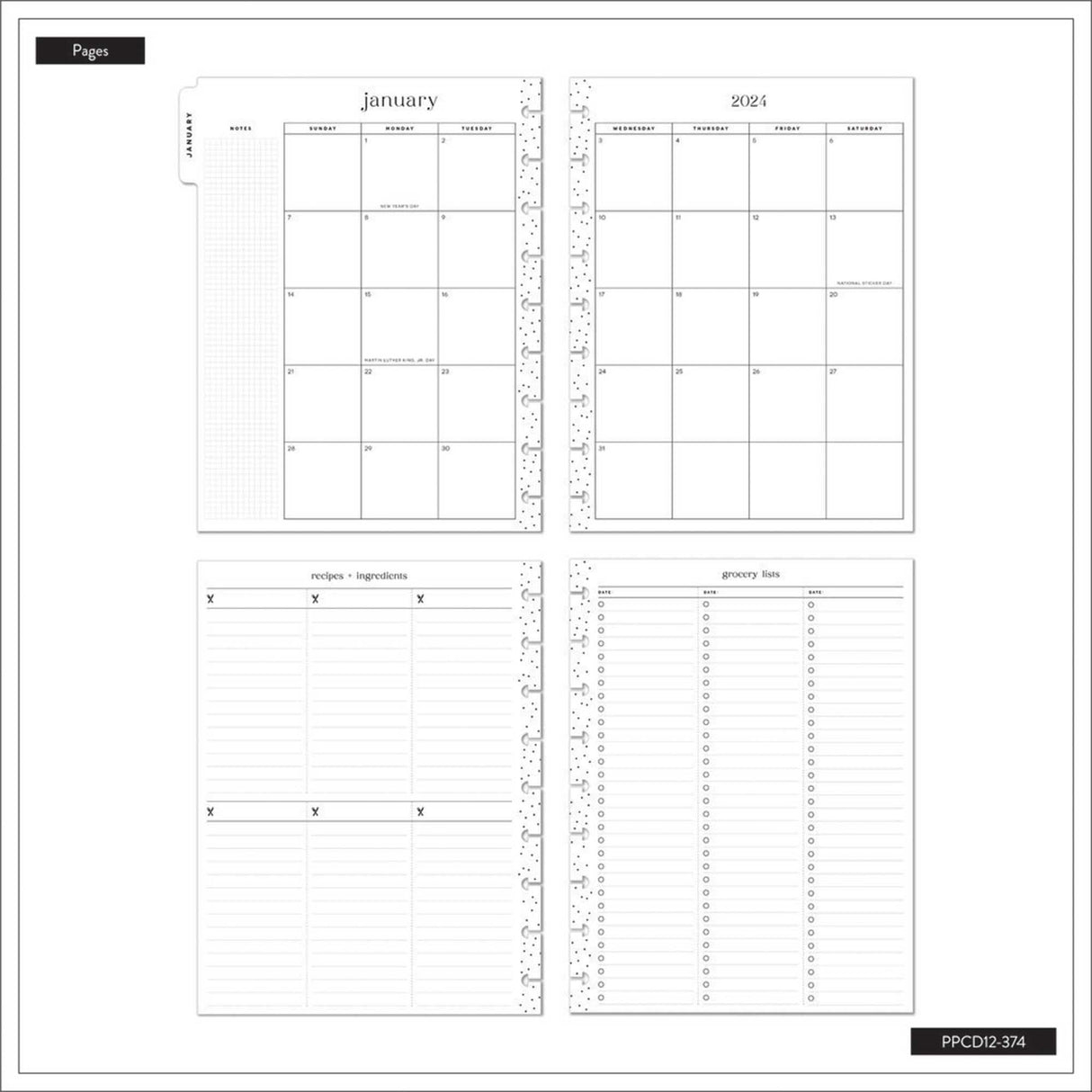 *IMPERFECT* Happy Planner CLASSIC Cooking 101 Meal Planner -12-Month Dated Jan - Dec 2024