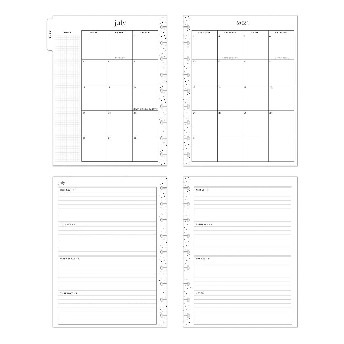 Happy Planner Midnight Botanical Classic | Horizontal 12-Months Dated Jul 2024 June 2025