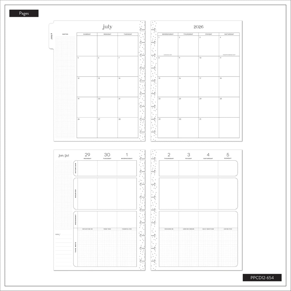 Happy Planner 2026 - 2027 Modern Nature Wellness Classic 12 Month Dated