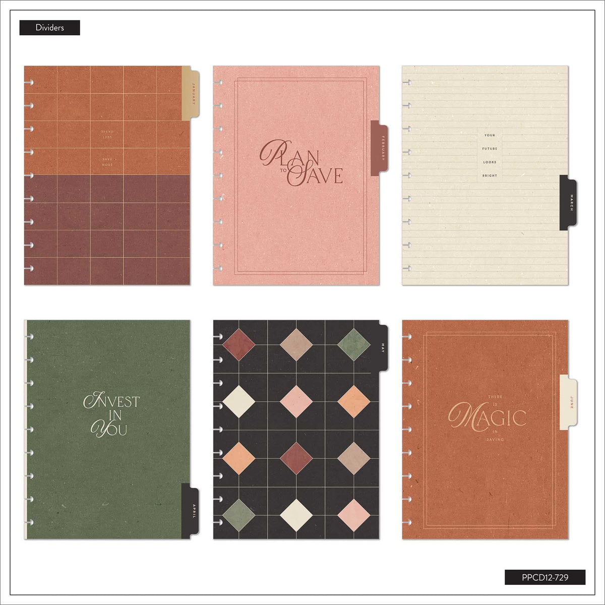 Happy Planner Amber & Oak Classic Budget Planner monthly divider designs