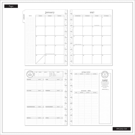 Amber & Oak Budget Planner January calendar and budget planning worksheets