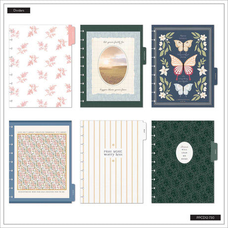 Wildflower Daydream Faith Planner dividers with floral, butterfly and faith artwork