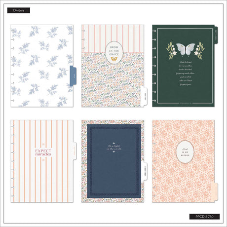 Wildflower Daydream Faith Planner monthly dividers with florals and faith designs