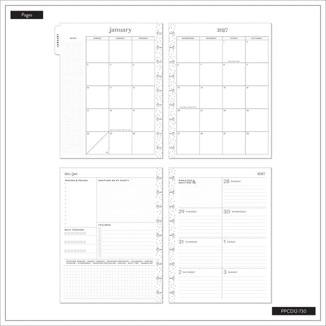 Wildflower Daydream Faith Planner monthly and weekly pages with guided sections and notes
