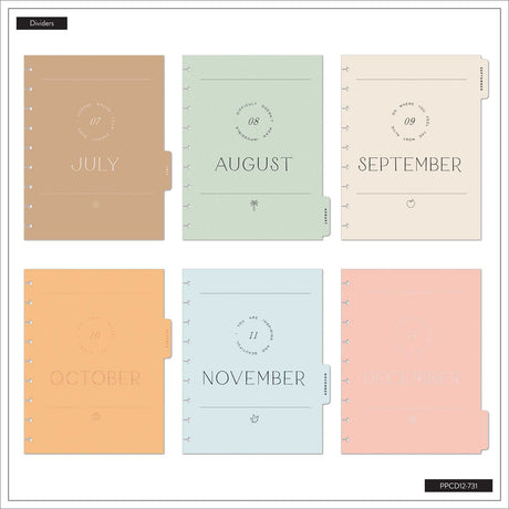 Hushed Hues pastel monthly dividers for July through December