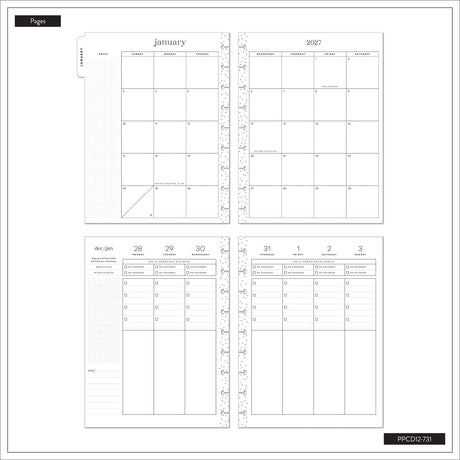 Hushed Hues planner monthly calendar and weekly Stress Management pages