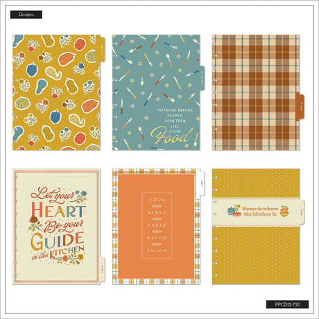 Fall Picnic meal planner dividers with colourful food and kitchen designs