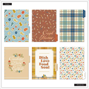 Fall Picnic planner dividers with food patterns and cooking quotes