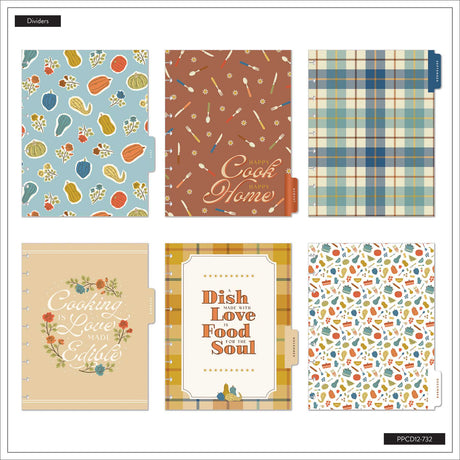 Fall Picnic planner dividers with food patterns and cooking quotes