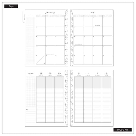 Happy Planner Life In Whimsy Classic Lined Vertical Planner 2027: January calendar and lined weekly planning pages