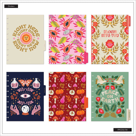 Happy Planner Bright Seasons Classic Dashboard Planner 2027: Six floral and seasonal divider designs