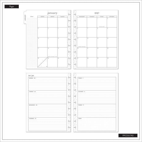Happy Planner Twilight Tapestry Classic Horizontal Planner 2027: Monthly calendar and lined planning pages