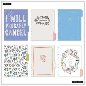 Happy Planner Pajama Plans Classic Horizontal Planner 2027: Six floral and daily-life themed divider designs