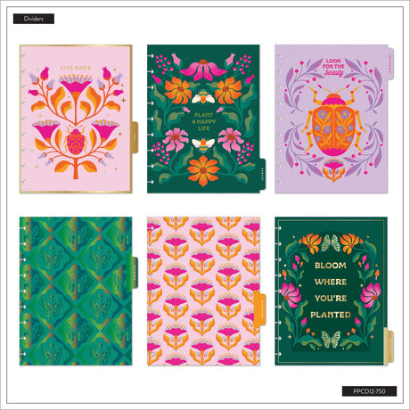 Happy Planner Hive & Bloom Classic Vertical Planner 2027: Botanical dividers with inspiring messages