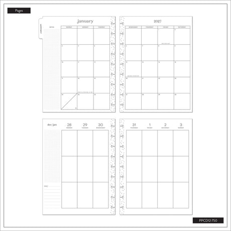 Happy Planner Hive & Bloom Classic Vertical Planner 2027: Monthly and weekly planning pages