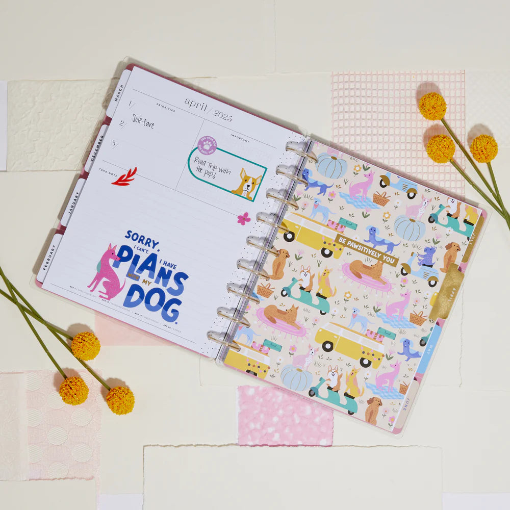 Happy Planner Playful Pups Classic | Vertical 18-Months Dated Jul 2024 Dec 2025