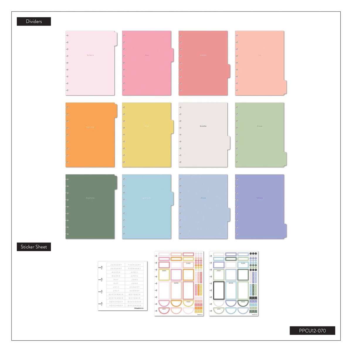 Happy Planner Everyday Sorbet Classic Horizontal Undated 12 Month