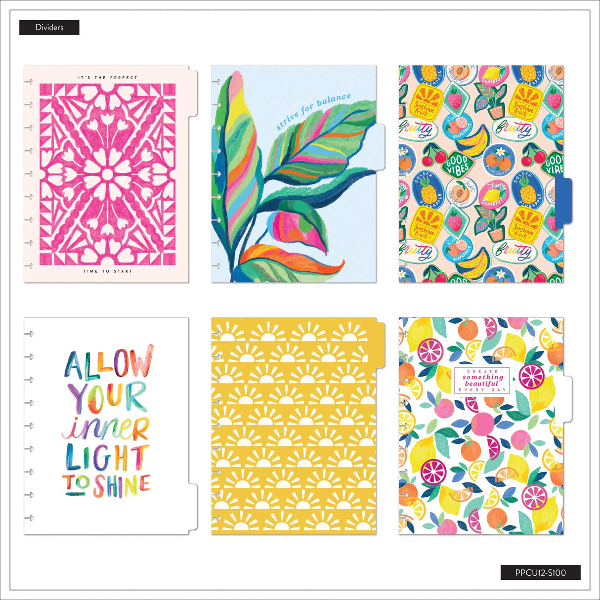 Happy Planner Deluxe Sunshine Splash Classic 12-Month Undated Planner - Dashboard