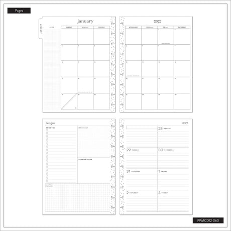 Happy Planner Seasonal Sidewalks monthly, yearly and weekly planner pages