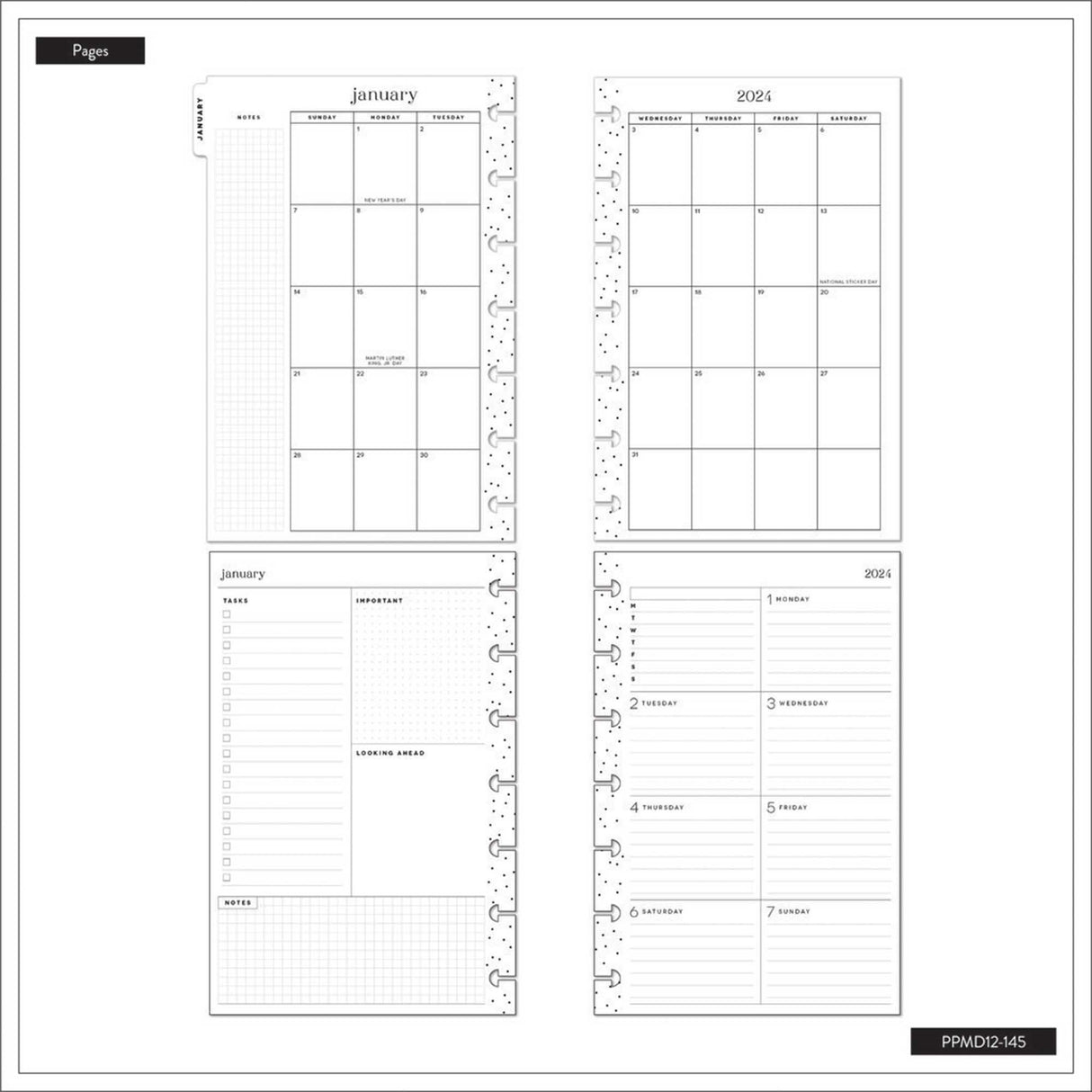 Happy Planner MINI x The Pigeon Letters Tell Your Story Planner - Dashboard 12 Month Jan - Dec 2024