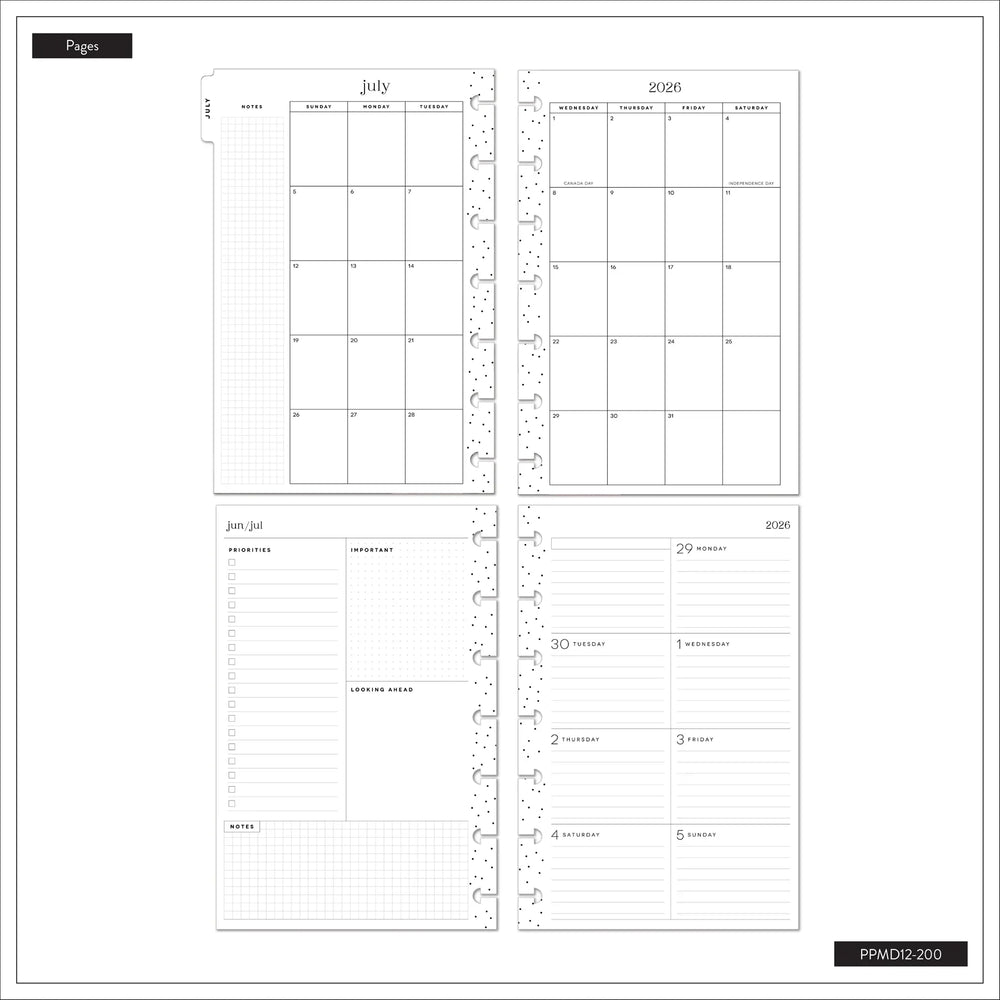 Happy Planner 2026 - 2027 "Golden Garden" Mini 12 Month Dated - Dashboard