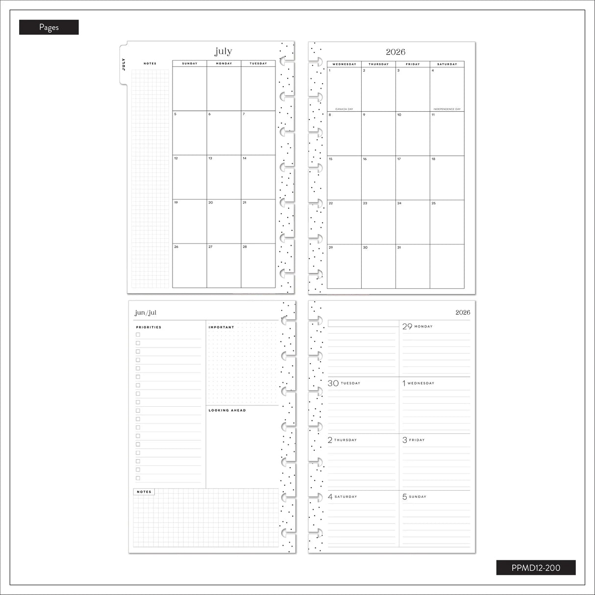 Happy Planner 2026 - 2027 "Golden Garden" Mini 12 Month Dated - Dashboard