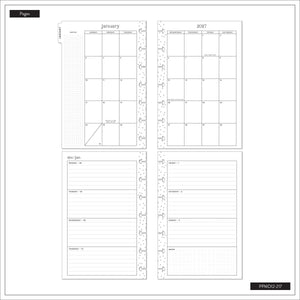Happy Planner Petal Press January and 2027 calendars with lined notes pages