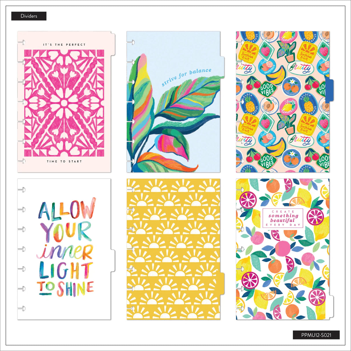 Happy Planner Deluxe Mini Sunshine Splash 12-Months Undated Planner - Horizontal