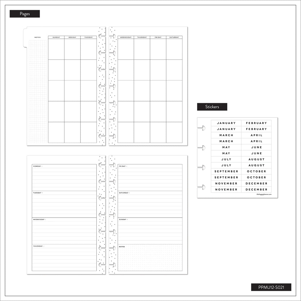 Happy Planner Deluxe Mini Sunshine Splash 12-Months Undated Planner - Horizontal