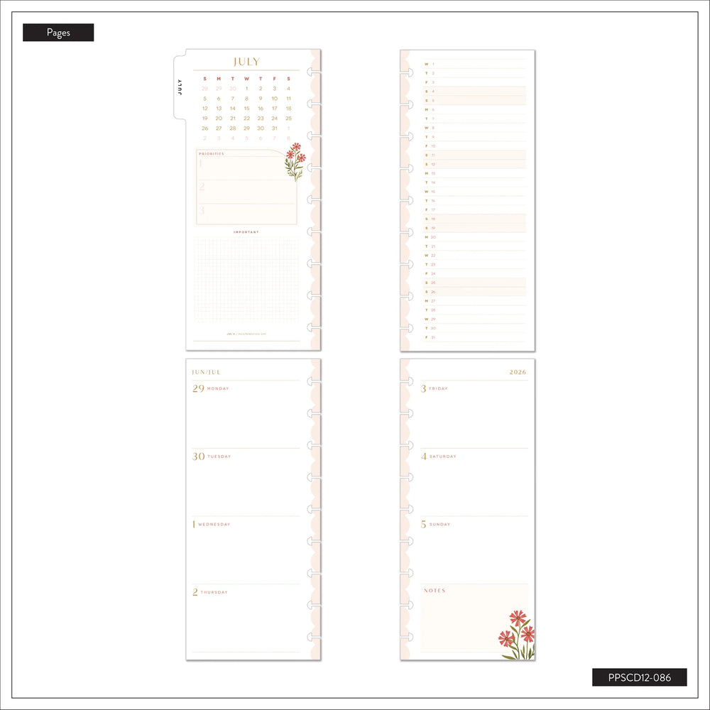 Happy Planner 2026 - 2027 "Spring Tapestry" Skinny Classic 12 Month Dated - Horizontal
