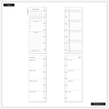 Happy Planner Haven and Heart Skinny Mini January monthly and weekly planning pages