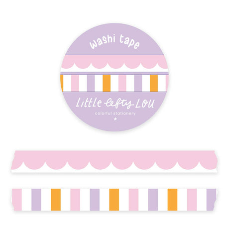 Pink Scalloped and Striped Slim Washi Tapes Set by Little Lefty Lou