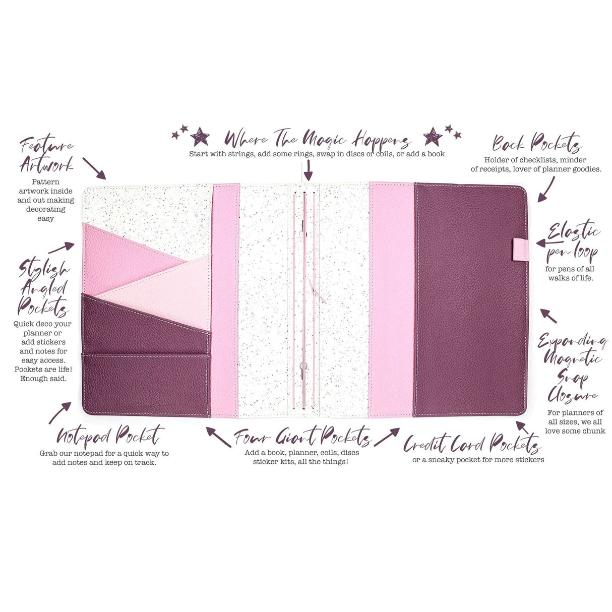 Inside pockets and strings Sakura Planner Cover