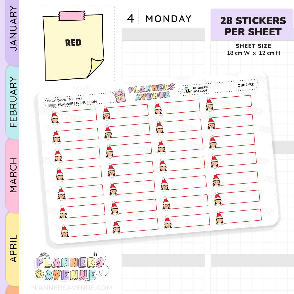 Christmas Elf Quarter Box Stickers