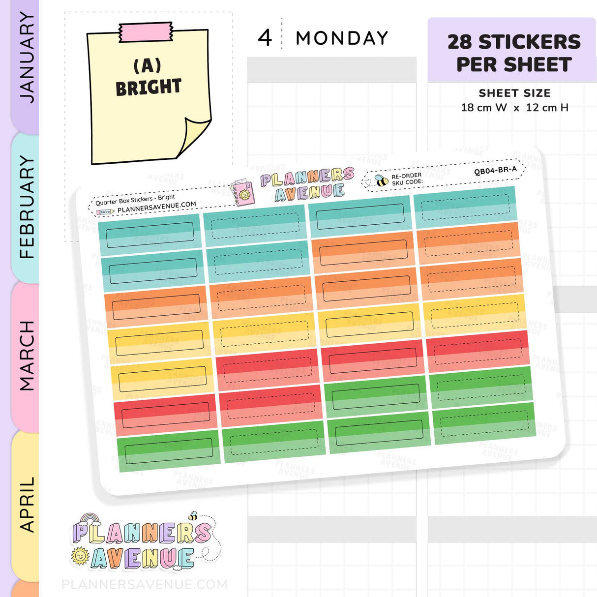 Quarter Box Colour Top Stickers