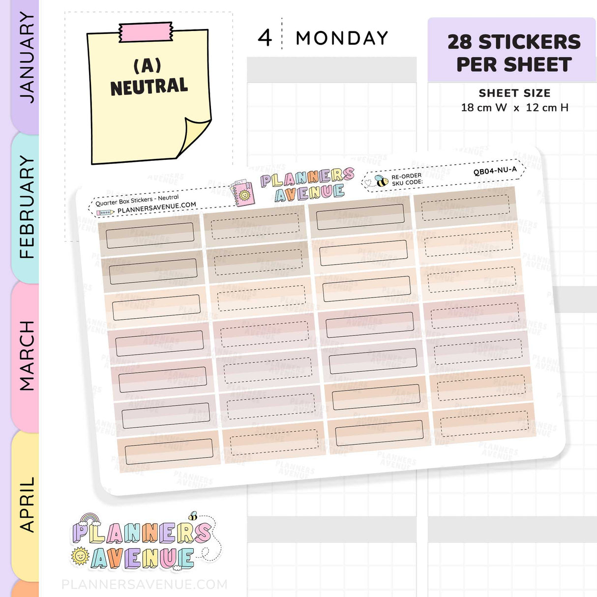 Quarter Box Colour Top Stickers