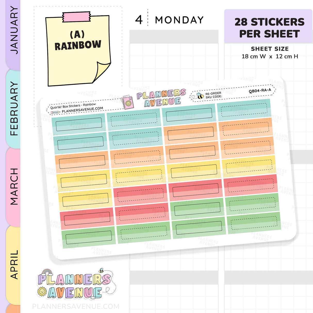 Quarter Box Colour Top Stickers
