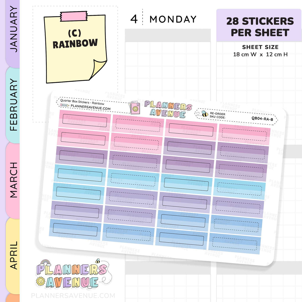 Quarter Box Colour Top Stickers