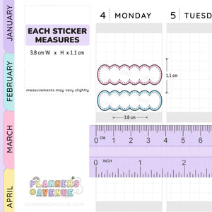 Scallop Stitched Quarter Box Planner Stickers