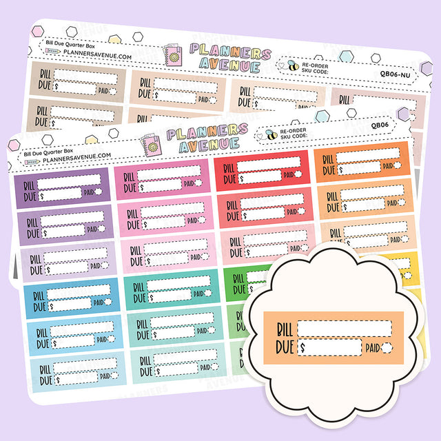 Bill Due Planner Stickers