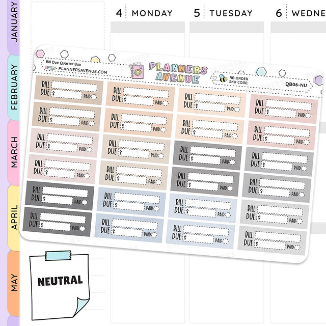 Bill Due Planner Stickers