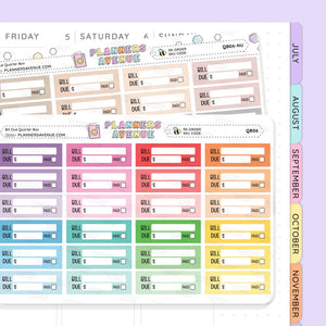 Bill Due Planner Stickers