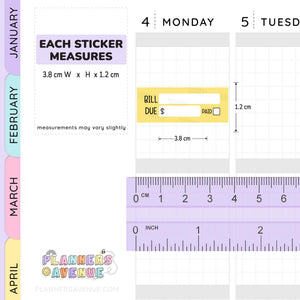 Bill Due Planner Stickers